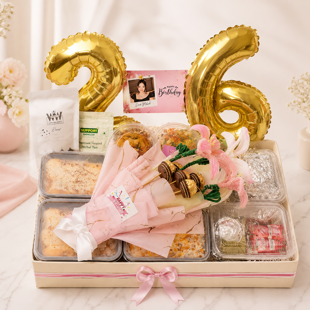 Birthday gift hamper in Jaipur with chocolates and photo card