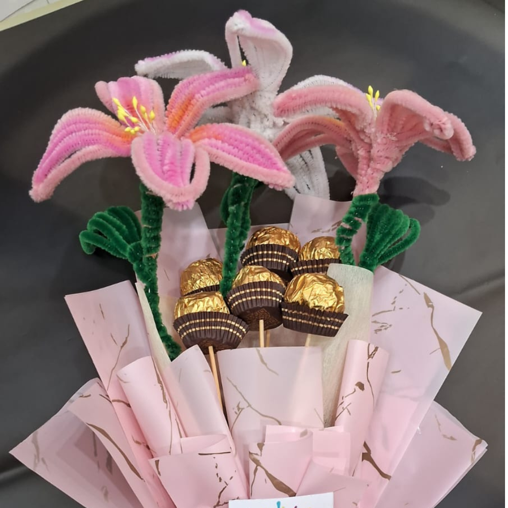 Ferraro Rocher with fake flowers Bouquet