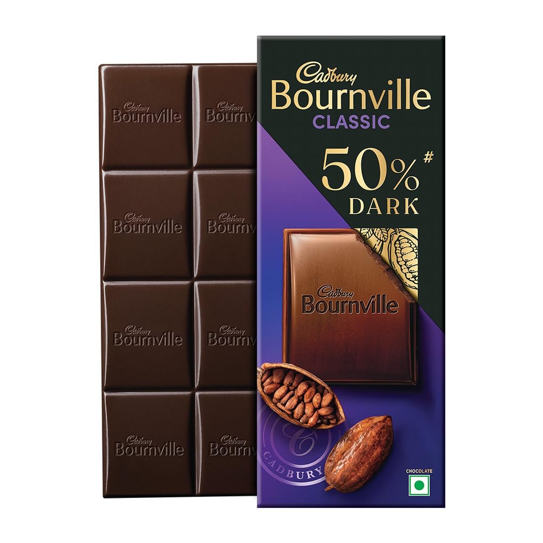 Cadbury Bournville Classic 50% Dark Chocolate Bar, 75g